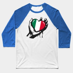 Italy Flag Heart Baseball T-Shirt